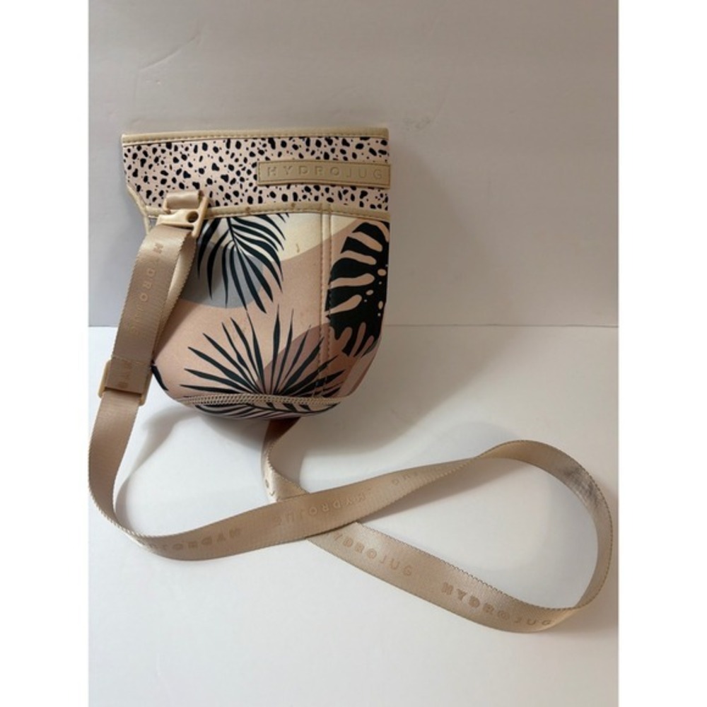 HydroJug Pro Sleeve Safari Palm Leopard Print Tan Crossbody Water Bottle Carrier